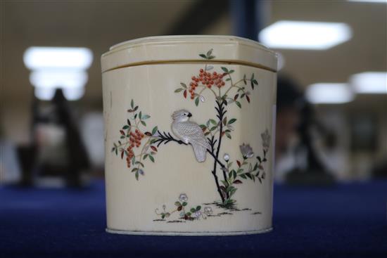 A Meiji period ivory shibayama canister